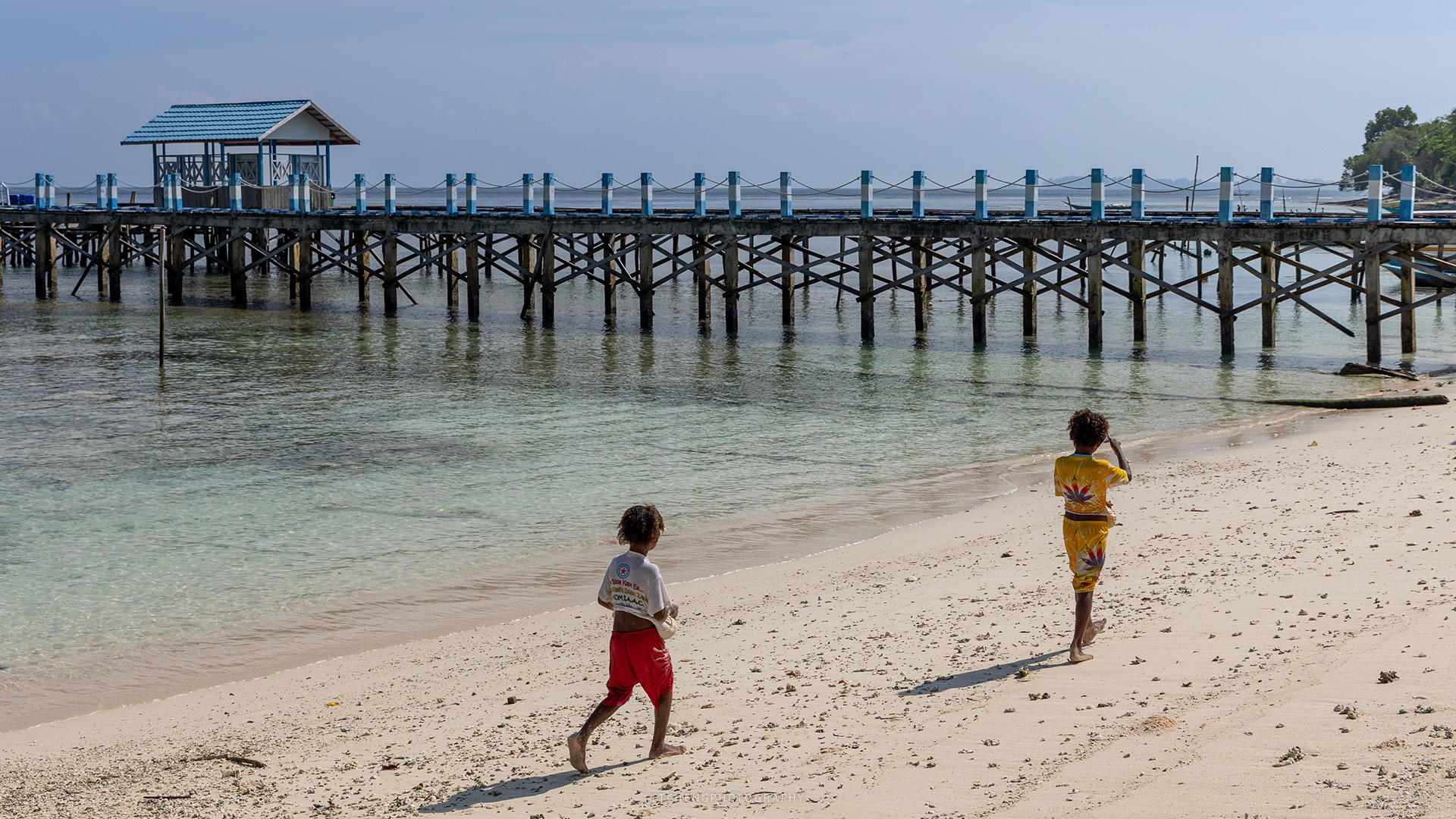 The blue iconic jetty or dock